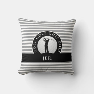 Live To Golf Monogrammed Golfer Grey Black For Him Cushion