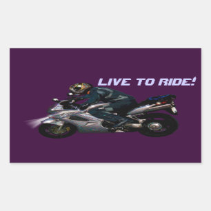 Live To Ride Motorbiker Rectangular Sticker