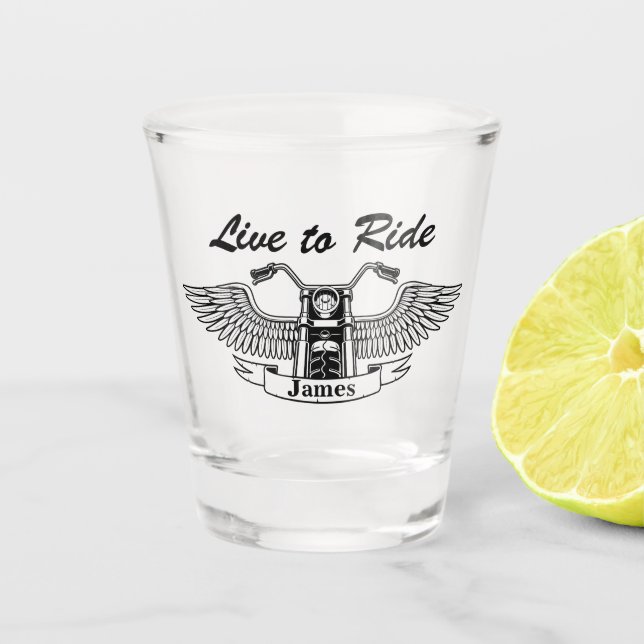 Live to Ride Motorcycle Shot Glass (Front)