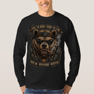 Live To Ride Ride To Live,Route 66 Biker Bear T-Shirt