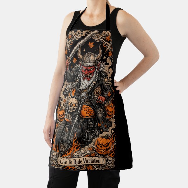 Live To Ride Variation l,Route 66 Samurai Oni  Apron (Insitu)