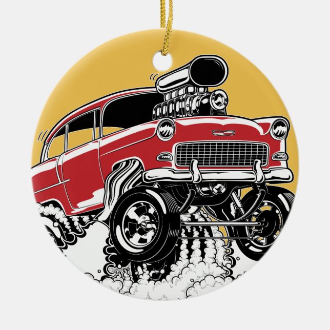 LIVE TO ROD! 55 Gasser Ceramic Ornament (Front)