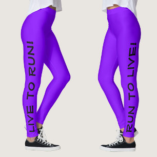 Live to Run! Run to Live! Purple High Vis Running Leggings