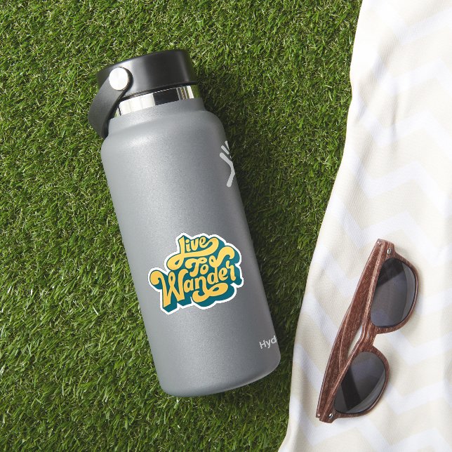 Live To Wander Retro Travel Sticker (HydroFlask Insitu)