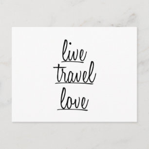 "Live, Travel, Love" Typography in Black Postcard