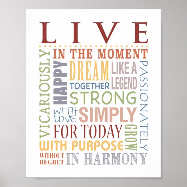 LIVE Typographic Print, Live, Laugh, Love Series Poster (Front)