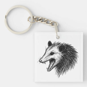 Live Ugly Fake Your Death Eat Trash Funny Opossum Key Ring