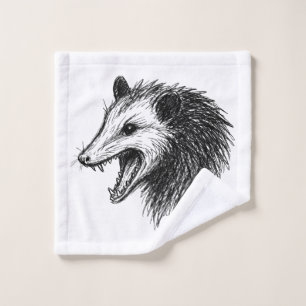Live Ugly Fake Your Death Eat Trash Funny Opossum Wash Cloth