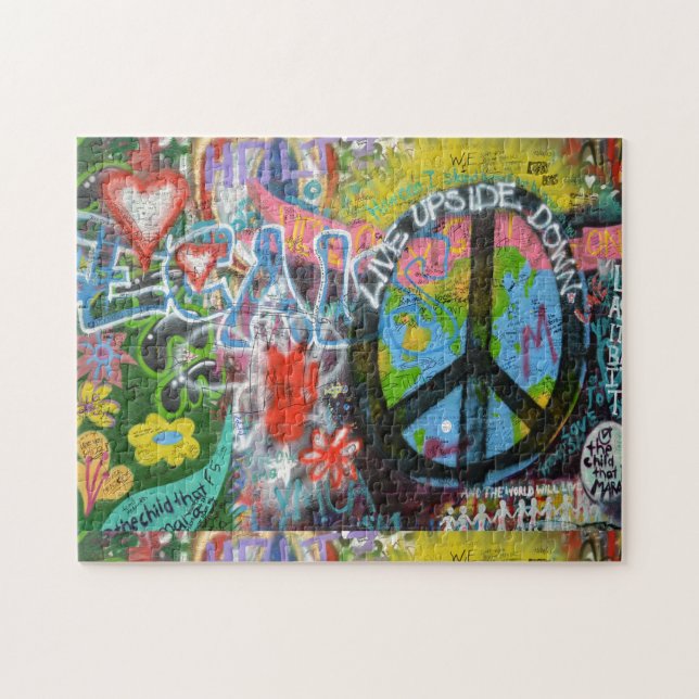 Live Upside Down Peace Sign Wall Jigsaw Puzzle (Horizontal)