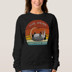 Live Weird Possum Funny Opossum Puns Sunset Fake Y Sweatshirt