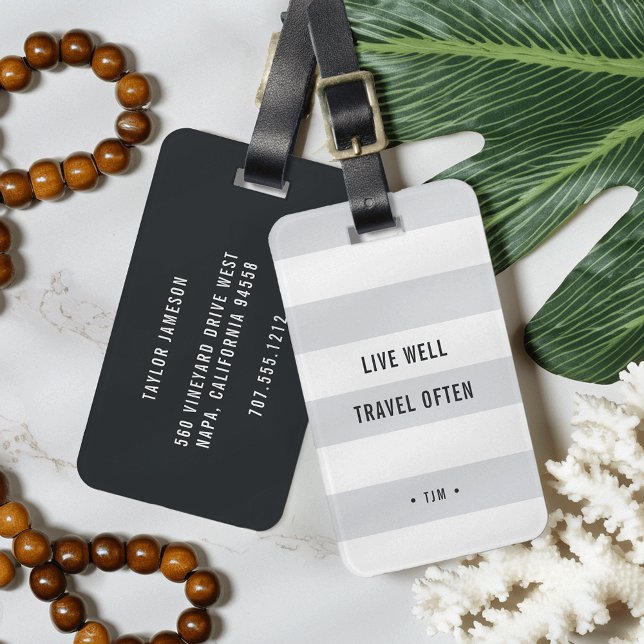 Live Well, Travel Often | Monogrammed Luggage Tag (Creator Uploaded)