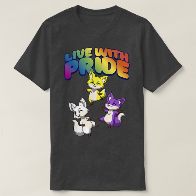 Live With Pride  Kawaii Nonbinary & Genderqueer Fo T-Shirt (Design Front)