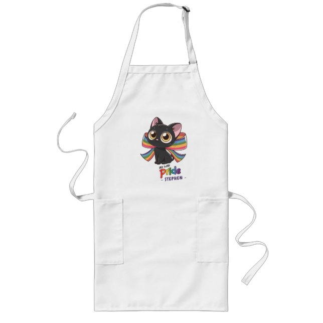 Live With Pride – Rainbow Cat LGBTQ Pride Long Apron (Front)