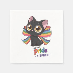 Live With Pride – Rainbow Cat LGBTQ Pride Napkin