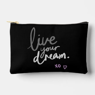 Live Your Dream Black Accessories Pouch