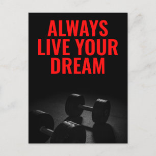 Live Your Dream Bodybuilding Training Fitness Postcard