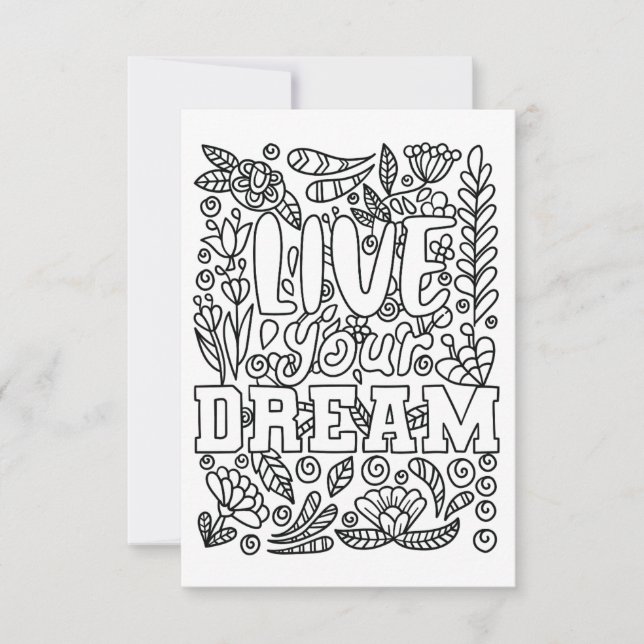 Live Your Dream Colour Your Own Note Card (Front)