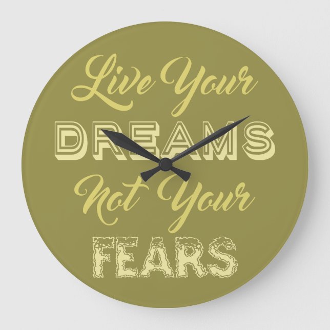 Live Your Dreams custom colour wall clocks (Front)