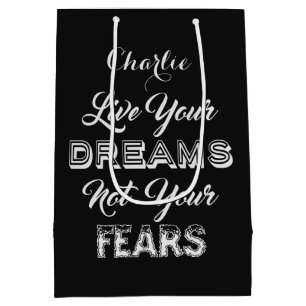 Live Your Dreams custom name & colour gift bag