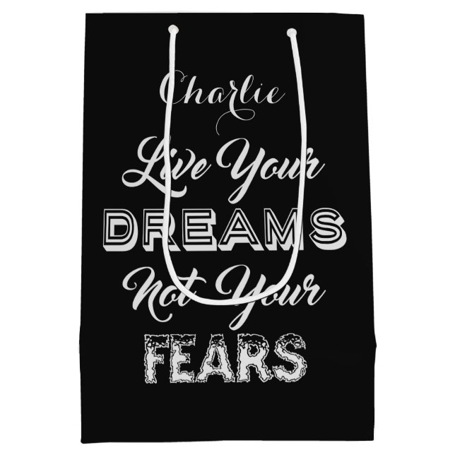 Live Your Dreams custom name & colour gift bag (Back)