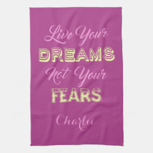 Live Your Dreams custom name & colour hand towel