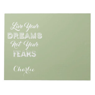 Live Your Dreams custom name & colour notepads
