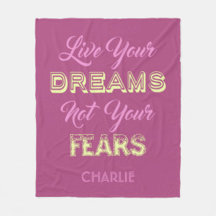 Live Your Dreams custom name fleece blanket