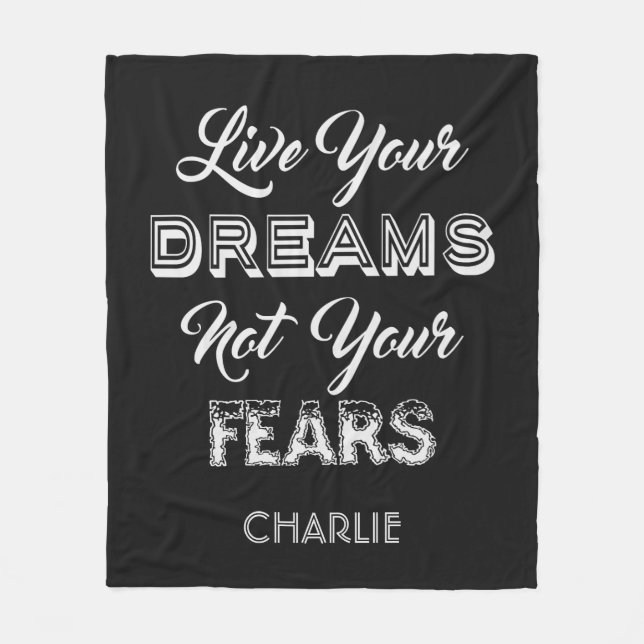 Live Your Dreams custom name fleece blanket (Front)