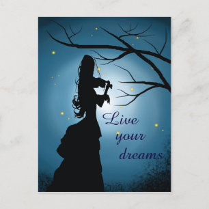 Live Your Dreams, Violin Player, Customisable Postcard