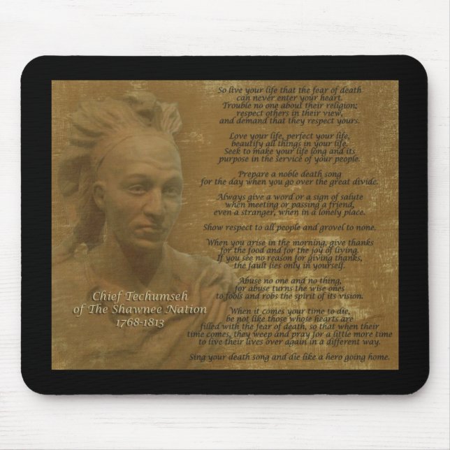 "Live Your Life"  Chief Tecumseh mousepad (Front)