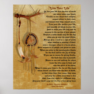 "Live Your Life",Chief Tecumseh w/ Dream-catcher Poster