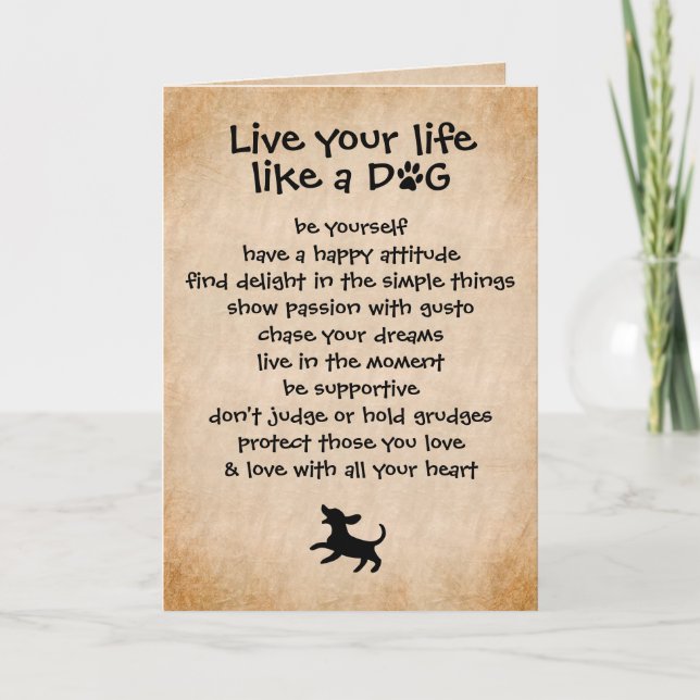 Live Your Life... Dog Qualities Card (Front)