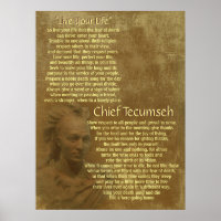 "Live Your Life" on old parchment, Chief Tecumseh
