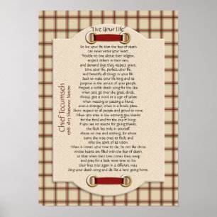 "Live Your Life" on plaid Chief Tecumseh Poster