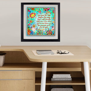 Live Your Life Quote Pretty Floral  Poster