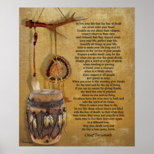 "Live your life" Tecumseh Dreamcatcher and Drum Poster