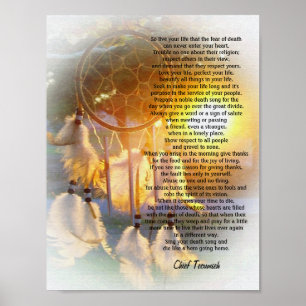 "Live your life" Tecumseh Dreamcatcher sunset Poster