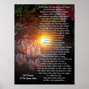 "Live your life" Tecumseh Dreamcatcher sunset Poster