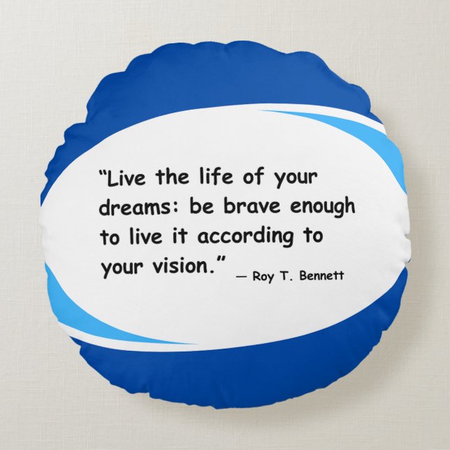 Live Your Vision – Motivational Quote Round Cushion (Front)