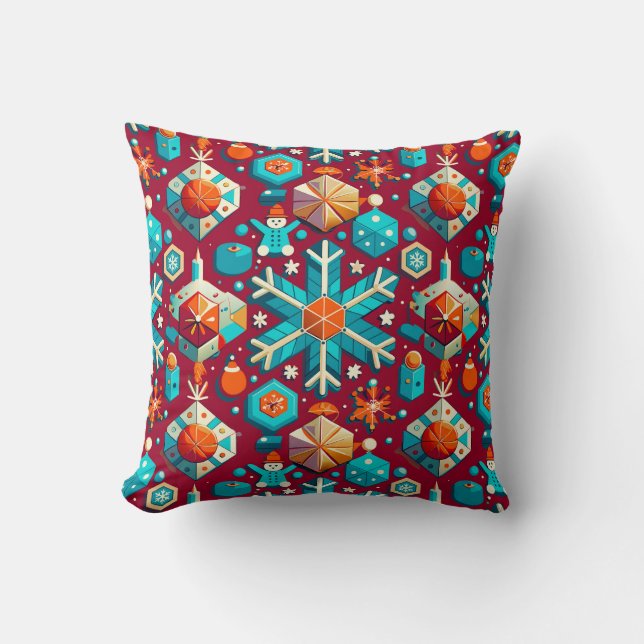 Lively and colourful christmas holiday-themed patt cushion (Front)