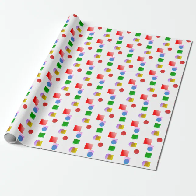 Lively and Colourful Circles and Squares Wrapping Paper | Zazzle