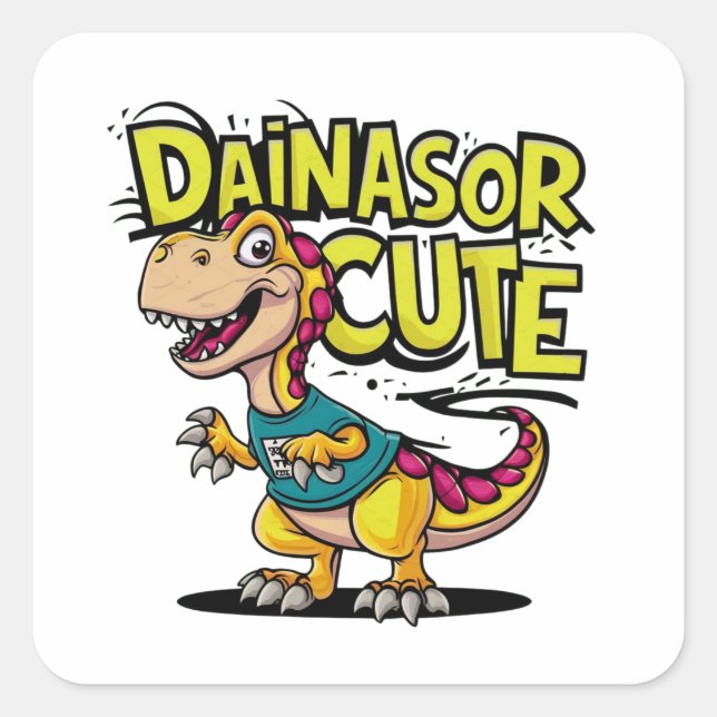 Lively and whimsical vector illustration of a chil square sticker (Front)