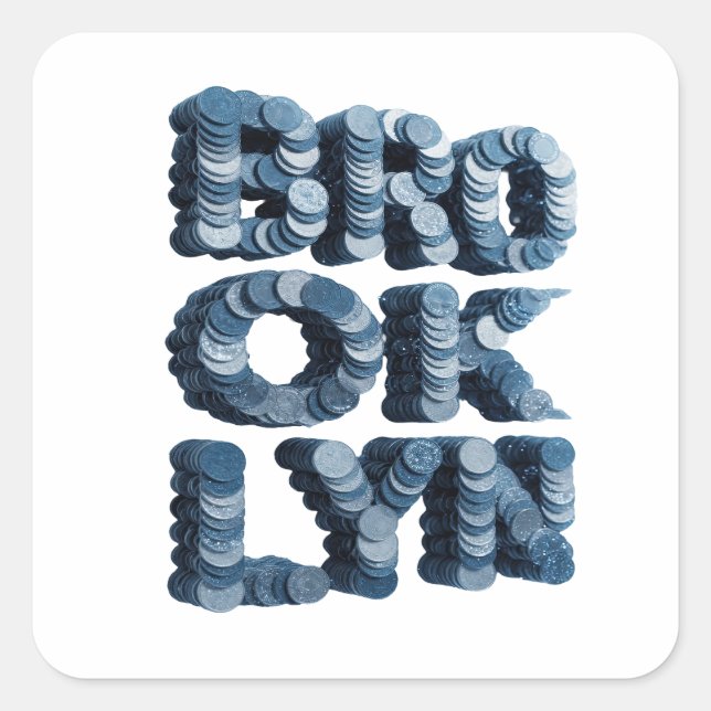 Lively Blue BROOKLYN Vinyl Style Square Sticker (Front)
