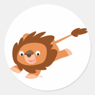 Lively Cartoon Lion round sticker