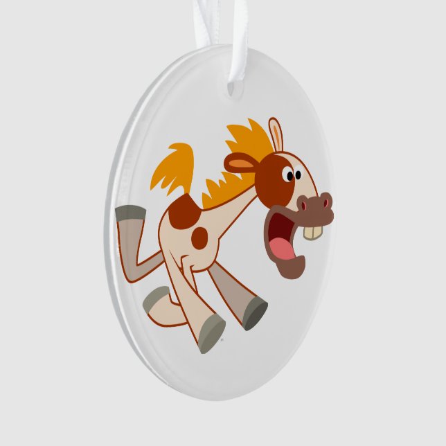 Lively Cartoon Pinto Horse Acrylic Ornament (Front)