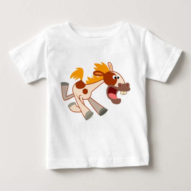 Lively Cartoon Pinto Horse Baby T-Shirt (Front)