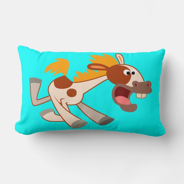 Lively Cartoon Pinto Horse Lumbar Pillow (Front)