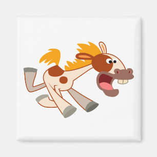 Lively Cartoon Pinto Horse Magnet