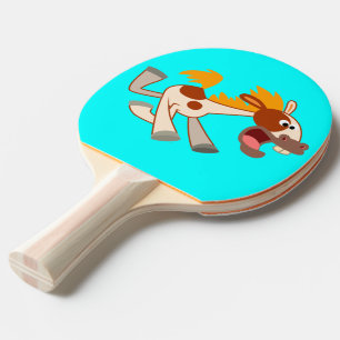 Lively Cartoon Pinto Horse Ping Pong Paddle