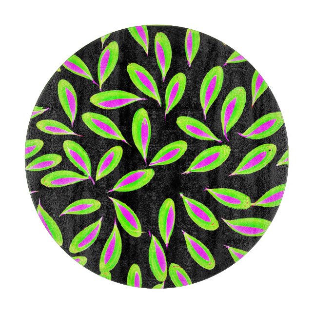 Lively Colourful Leaves Pattern Cutting Board (Front)